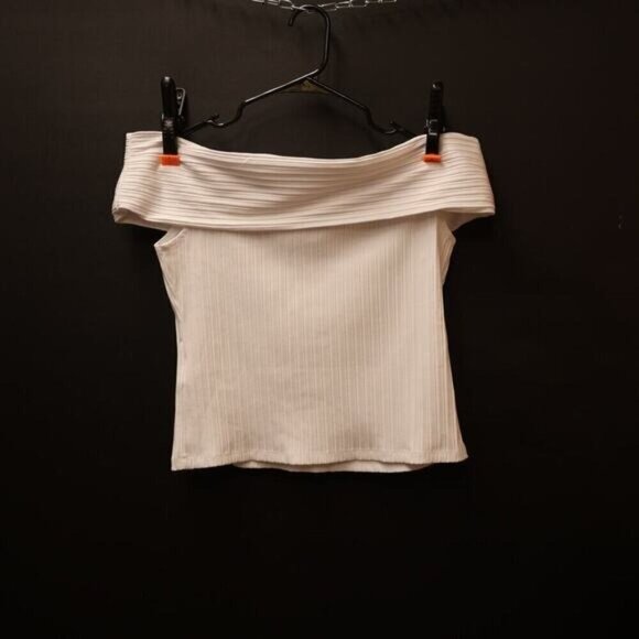 -Madewell NWT Womens Ribbed Off-the-Shoulder Top in Pristine White Size L - Picture 13 of 14